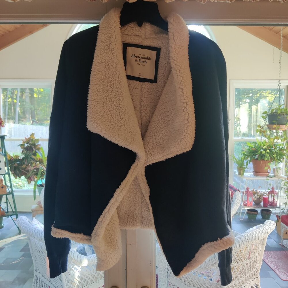 Abercrombie & Fitch Sherpa Blue Waterfall Cardigan Size M/L
